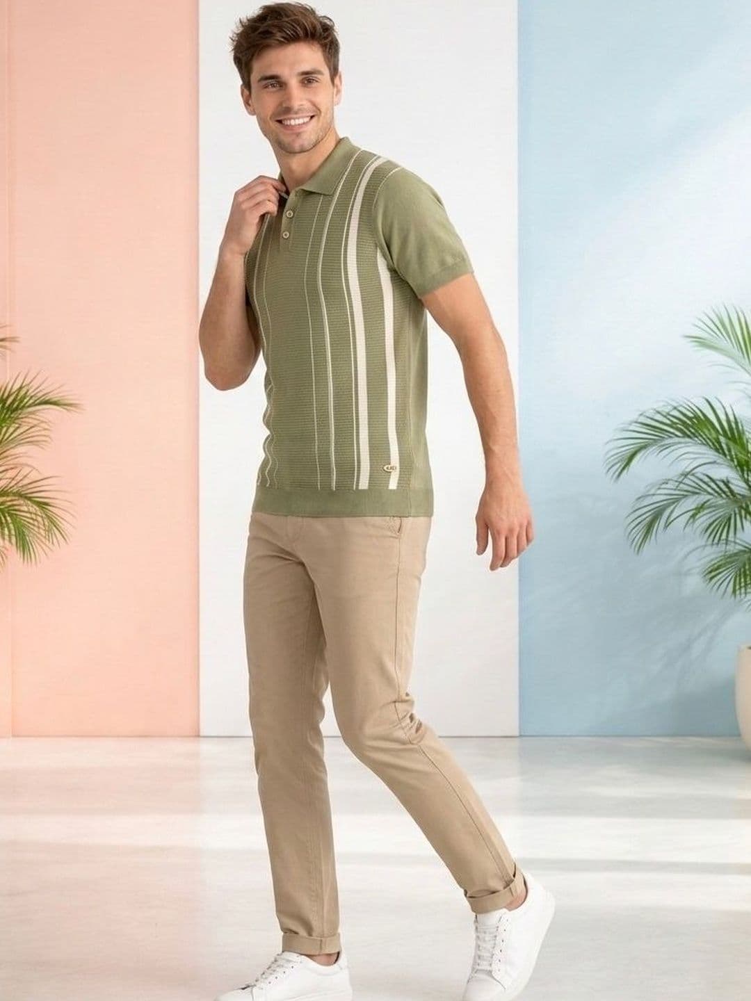 AYL Men Striped Polo Collar T-shirt - view 1