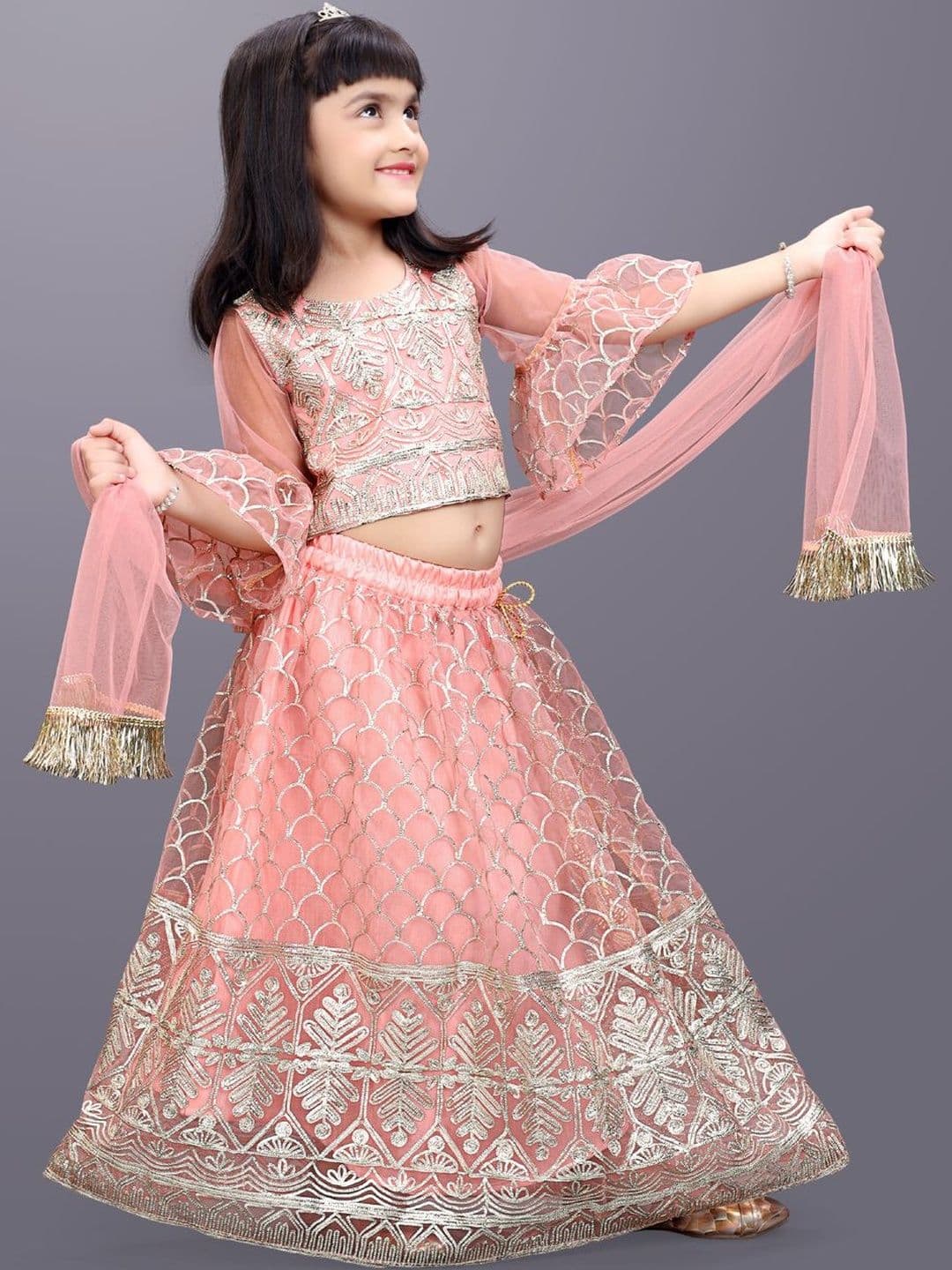 KALINI Girls Embroidered Ready to Wear Lehenga & Blouse With Dupatta - view 1