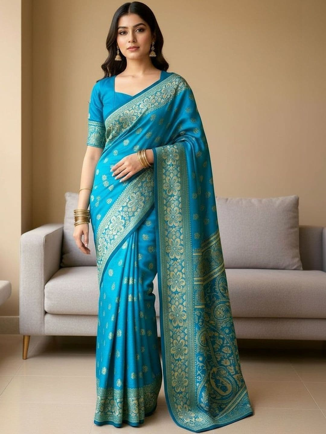 SZN Woven Design Zari Silk Blend Banarasi Saree - view 1