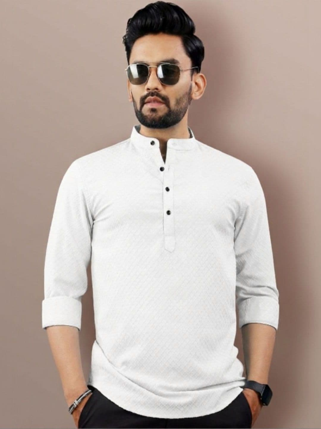 VTEXX Men Thread Work Jacquard Kurta - view 1