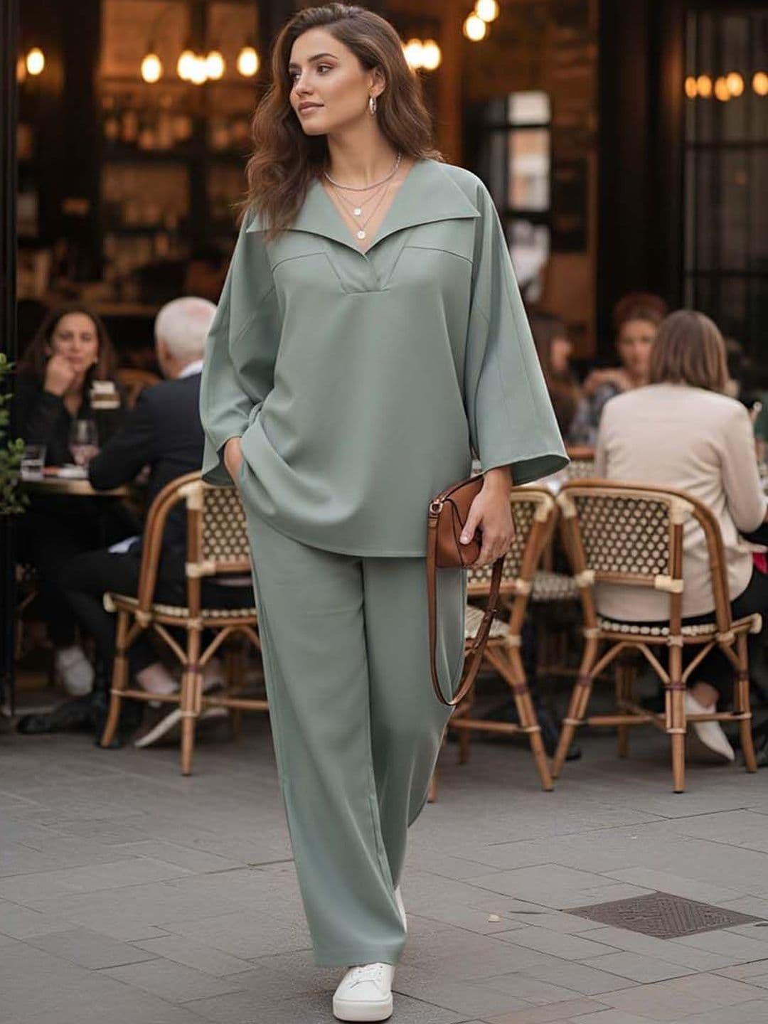 GENZILOOKS Linen Solid Top with Trousers - view 1