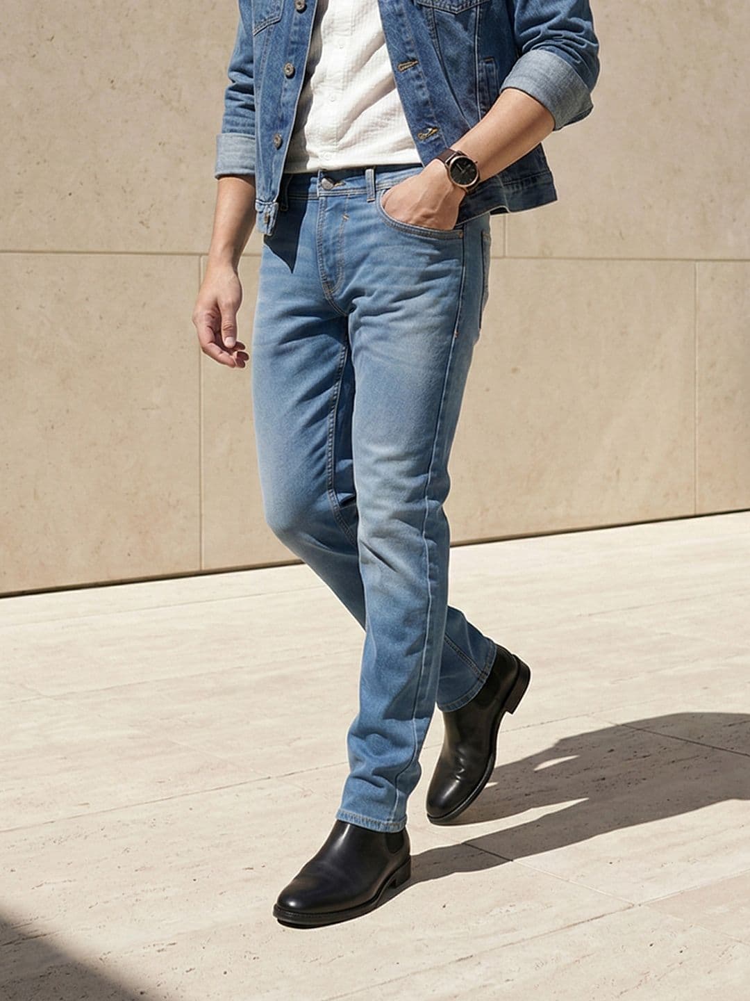 The Roadster Life Co. Men Slim Fit Heavy Fade Stretchable Jeans With Bag - view 1