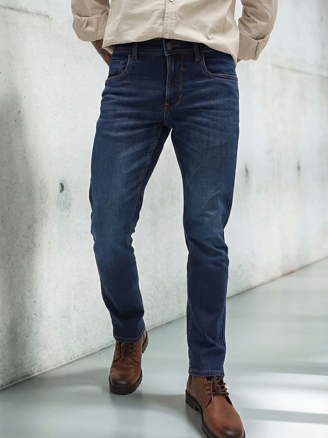 The Roadster Life Co. Men Slim Fit Mid-Rise Light Fade Stretchable Jeans - view 1