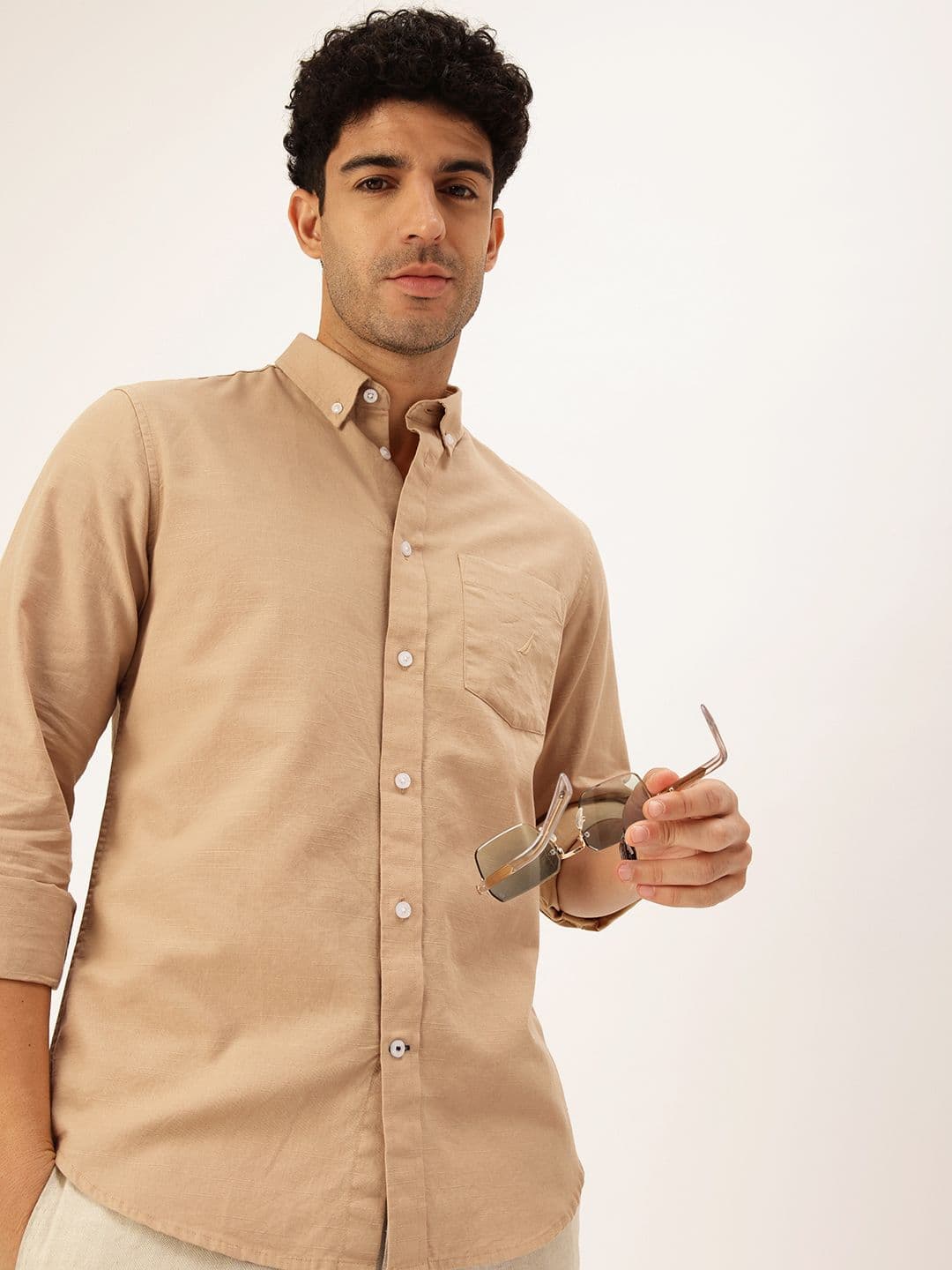 Nautica Men Slim Fit Textured Cotton Linen Casual Shirt - view 1