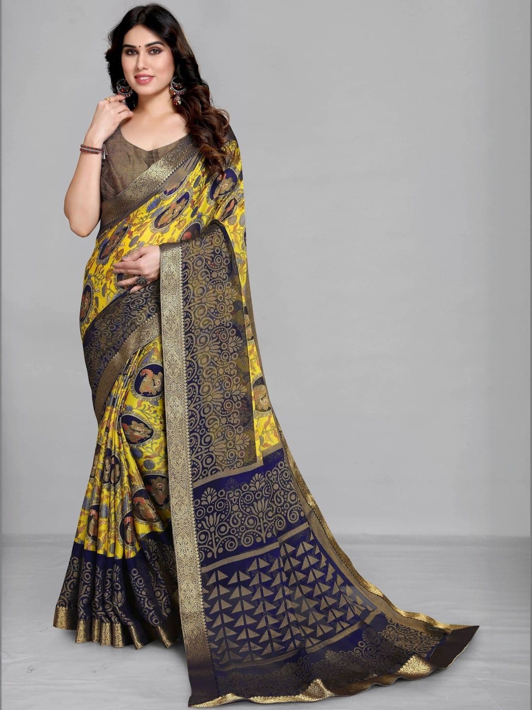 Anouk Ethnic Motifs Brasso Saree - view 1