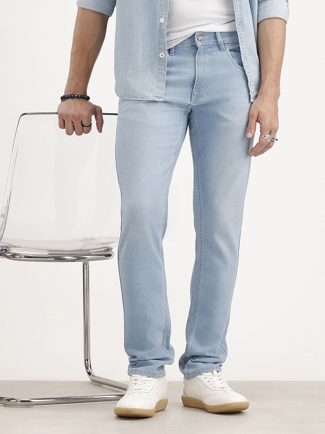WROGN Men Slim Fit Mid-Rise Heavy Fade Stretchable Jeans - view 1