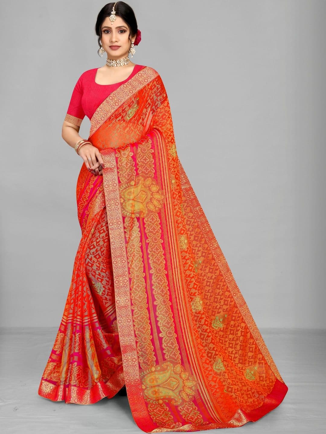 Anouk Ethnic Motifs Brasso Saree - view 1