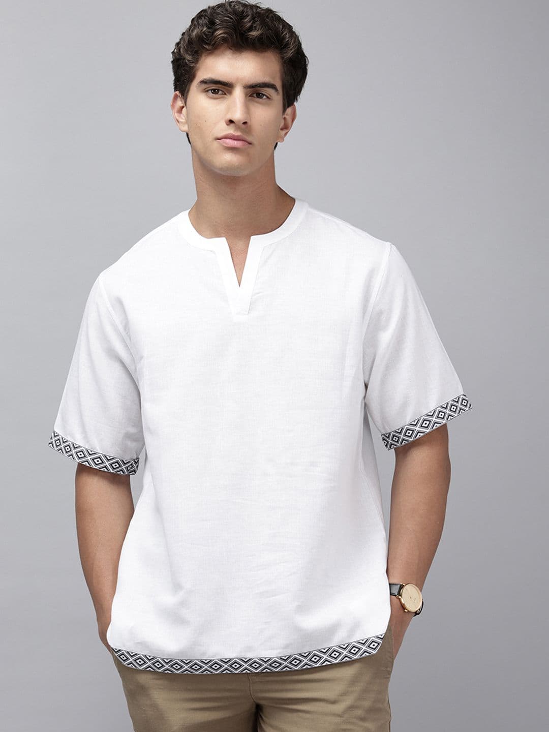 NAVNIV Mandarin Collar Straight Kurta - view 1
