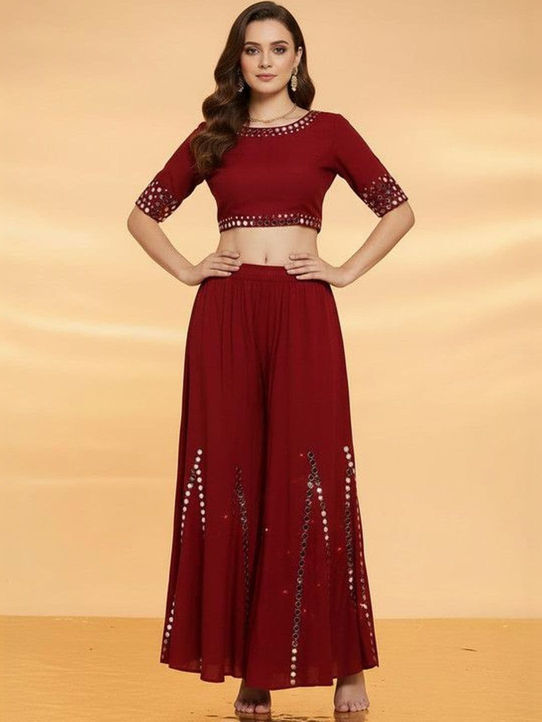 CHUKCHUK Women Embellished Flared Handloom Ethnic Palazzos - view 1