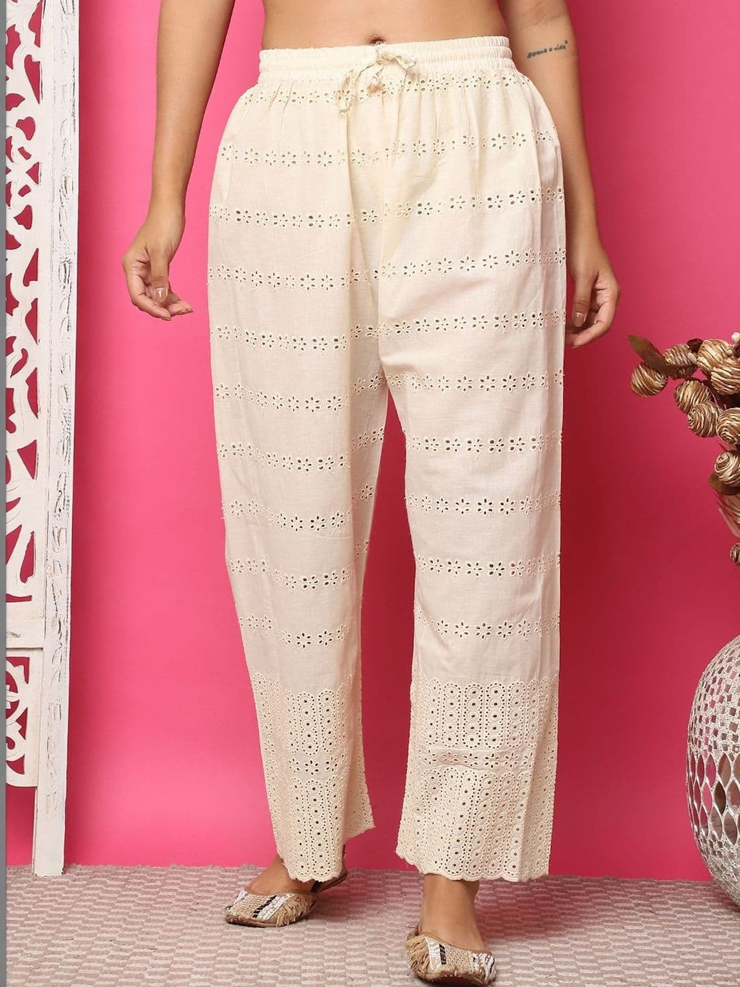KALINI Women Hem Design Flared Ethnic Palazzos - view 1