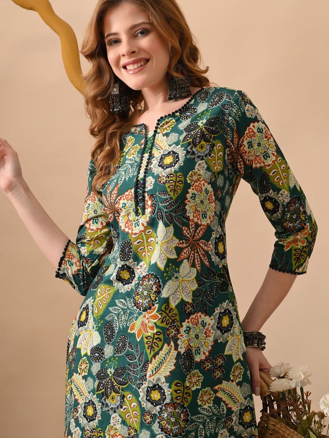 KJTRENDS Women Floral Printed Regular Pure Cotton Kurta with Pyjamas - view 1