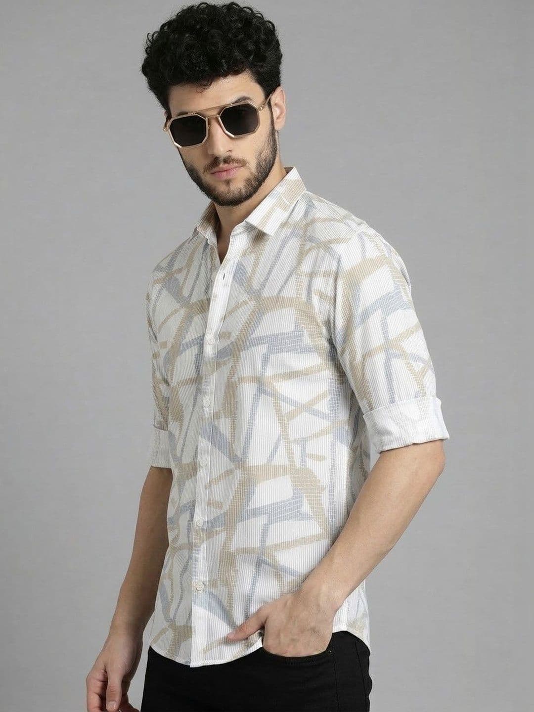 R.Code by The Roadster Life Co. Slim Fit Printed Shirts - view 1