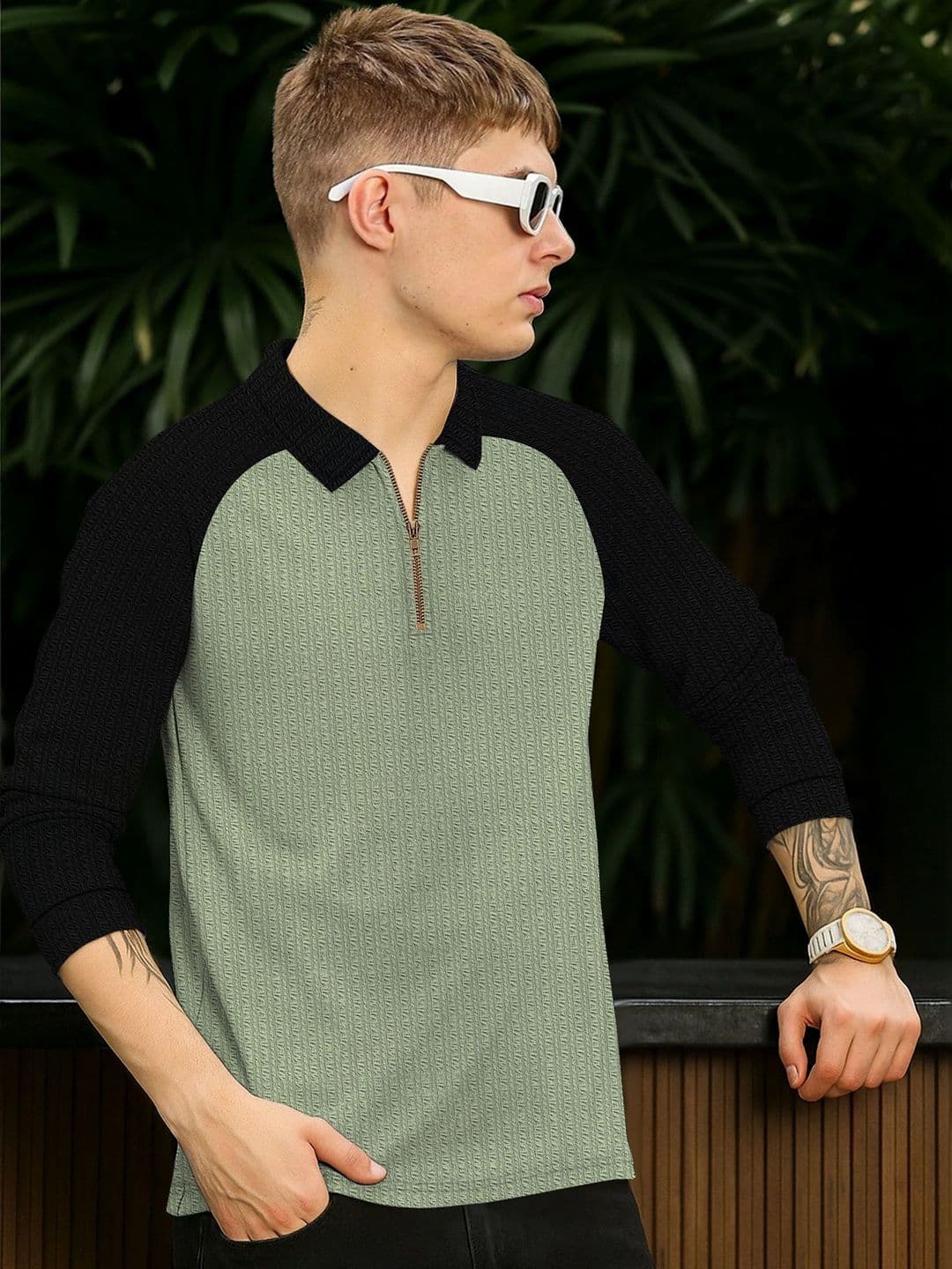 KAJARU Men Colourblocked Polo Collar T-shirt - view 1