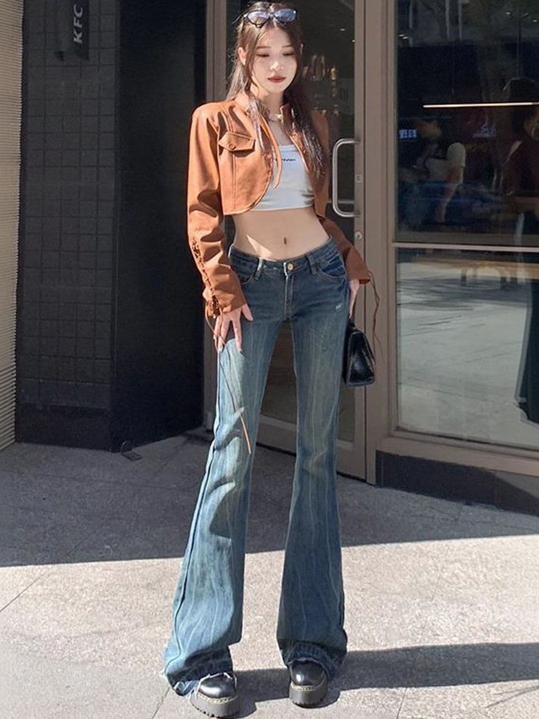 StyleCast x Revolte Women Wide Leg Low-Rise Light Fade Jeans - view 1