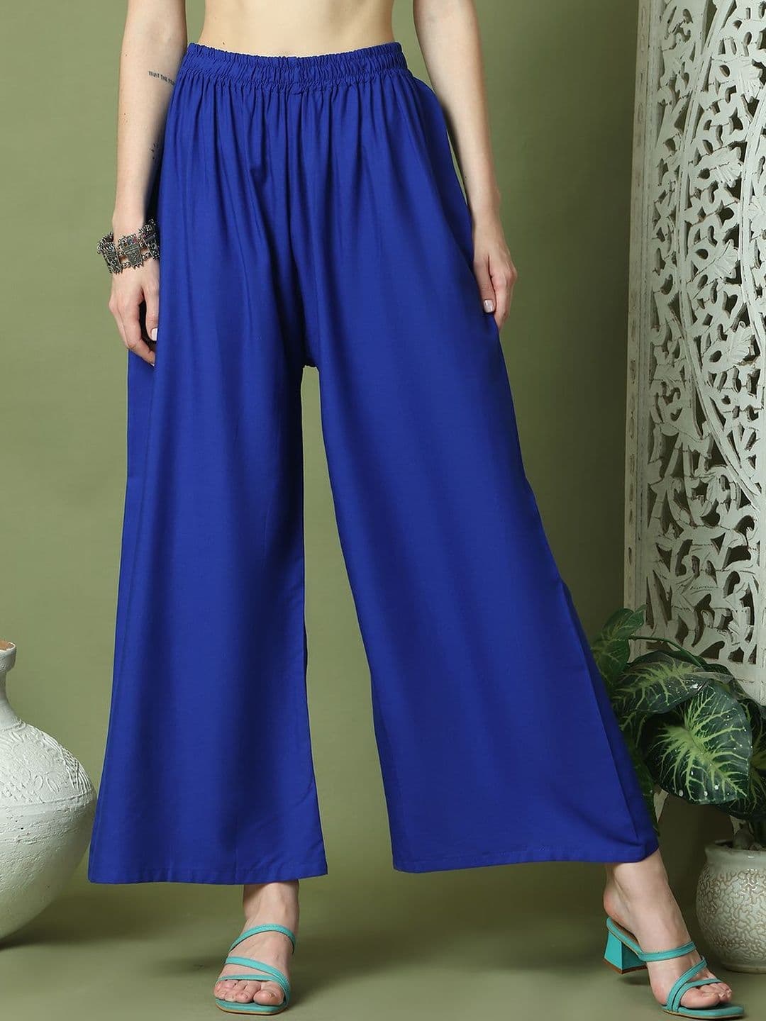 KALINI Women Flared Ethnic Palazzos - view 1