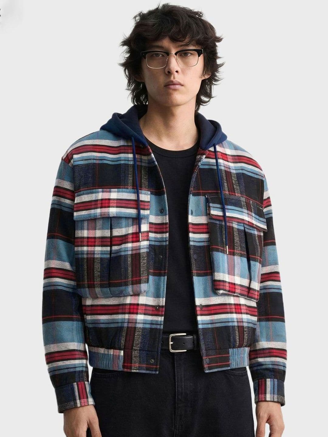 The Indian Garage Co Checked Hooded Cotton Boxy Casual Shirt - view 1