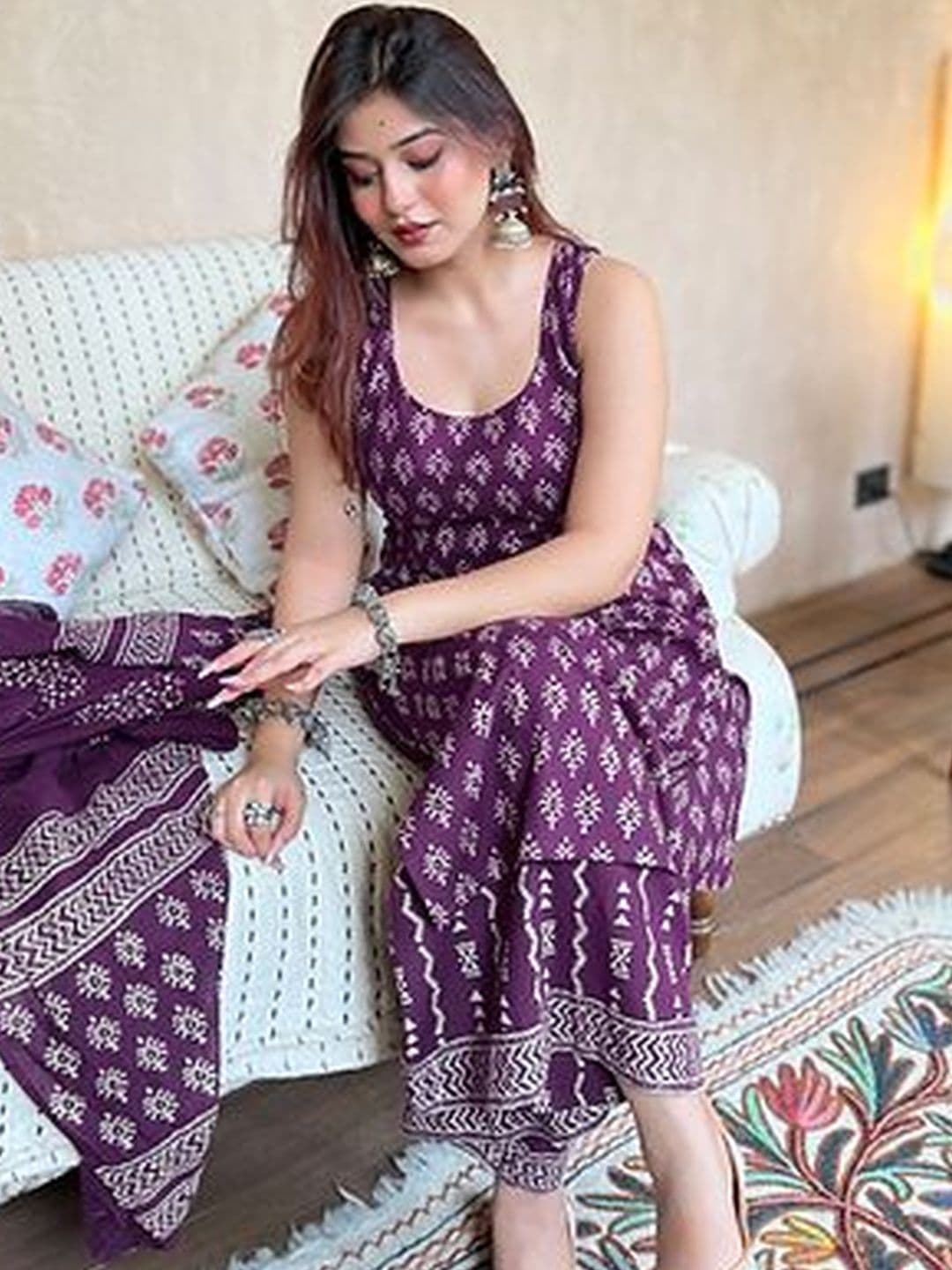SATANI ENTERPRISE Women Floral Embroidered Regular Kurta with Churidar & With Dupatta - view 1