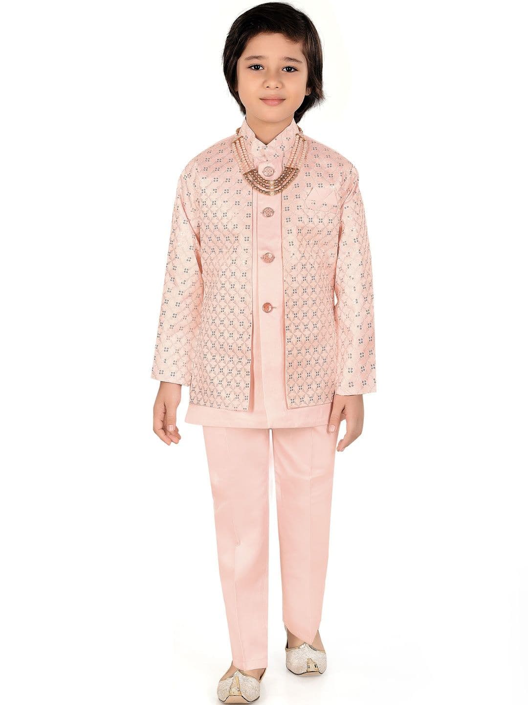 joley poley Boys Embroidered Mandarin Collar Sherwani