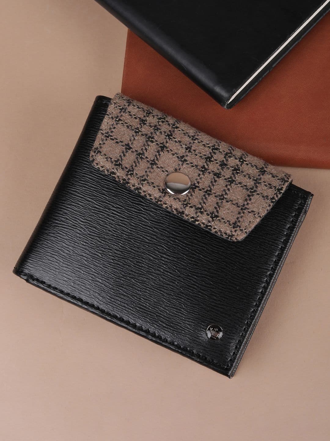 Louis Philippe Men Checked Leather Wallets - view 1