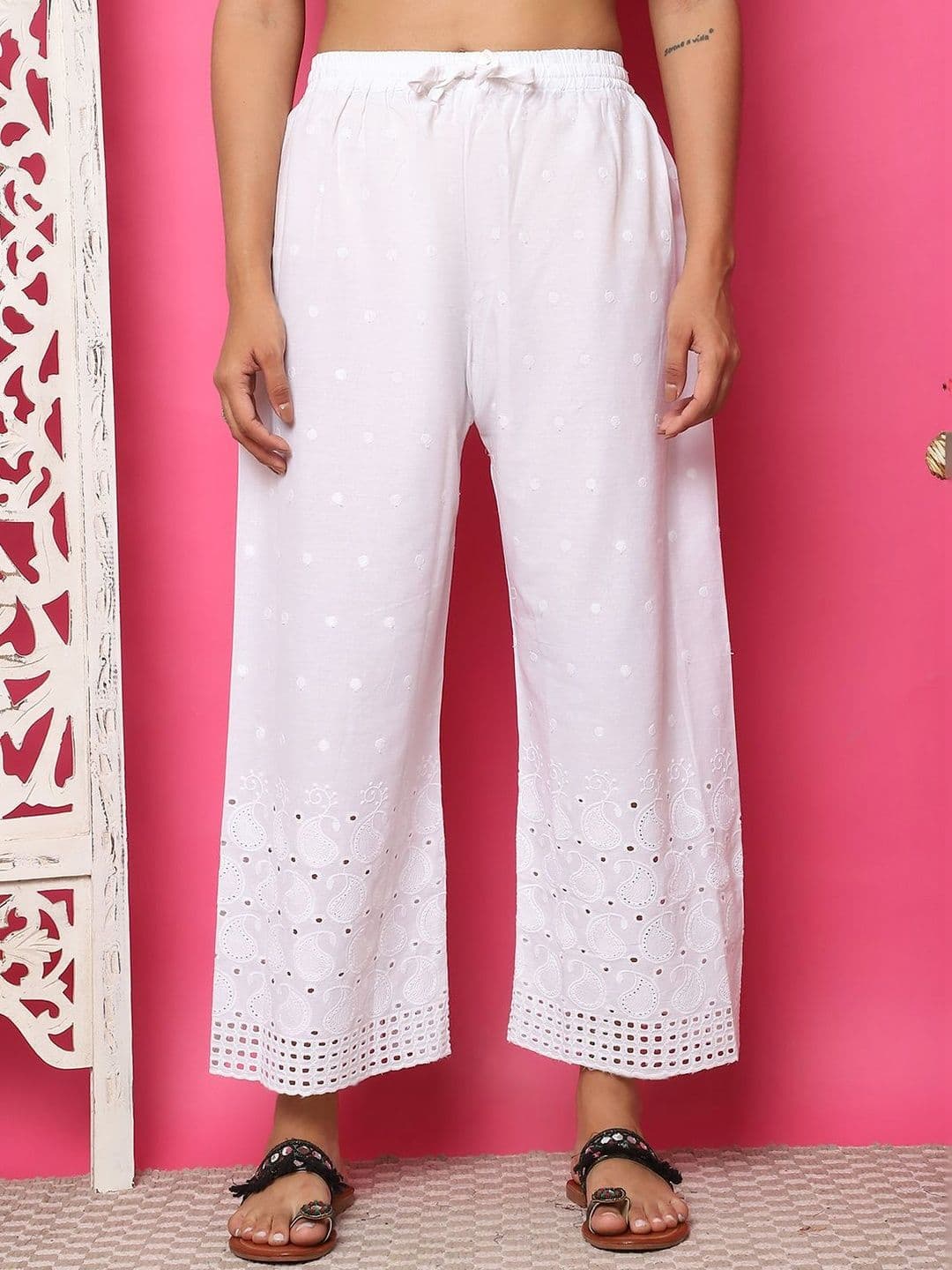 KALINI Women Hem Design Flared Ethnic Palazzos - view 1