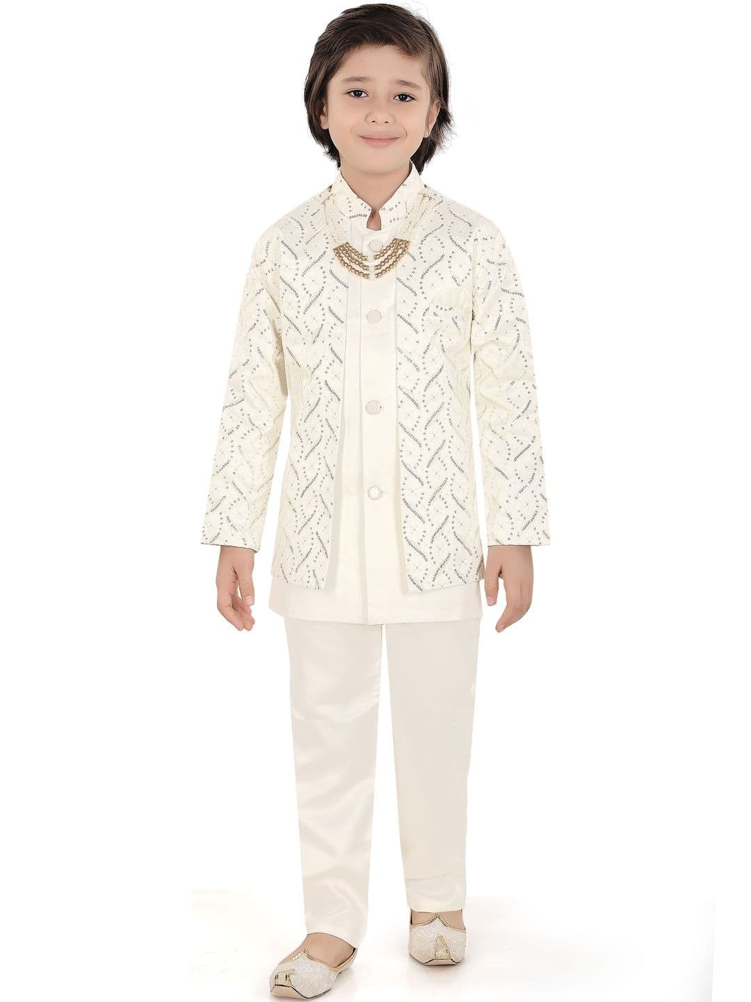 joley poley Boys Embroidered Mandarin Collar Sherwani