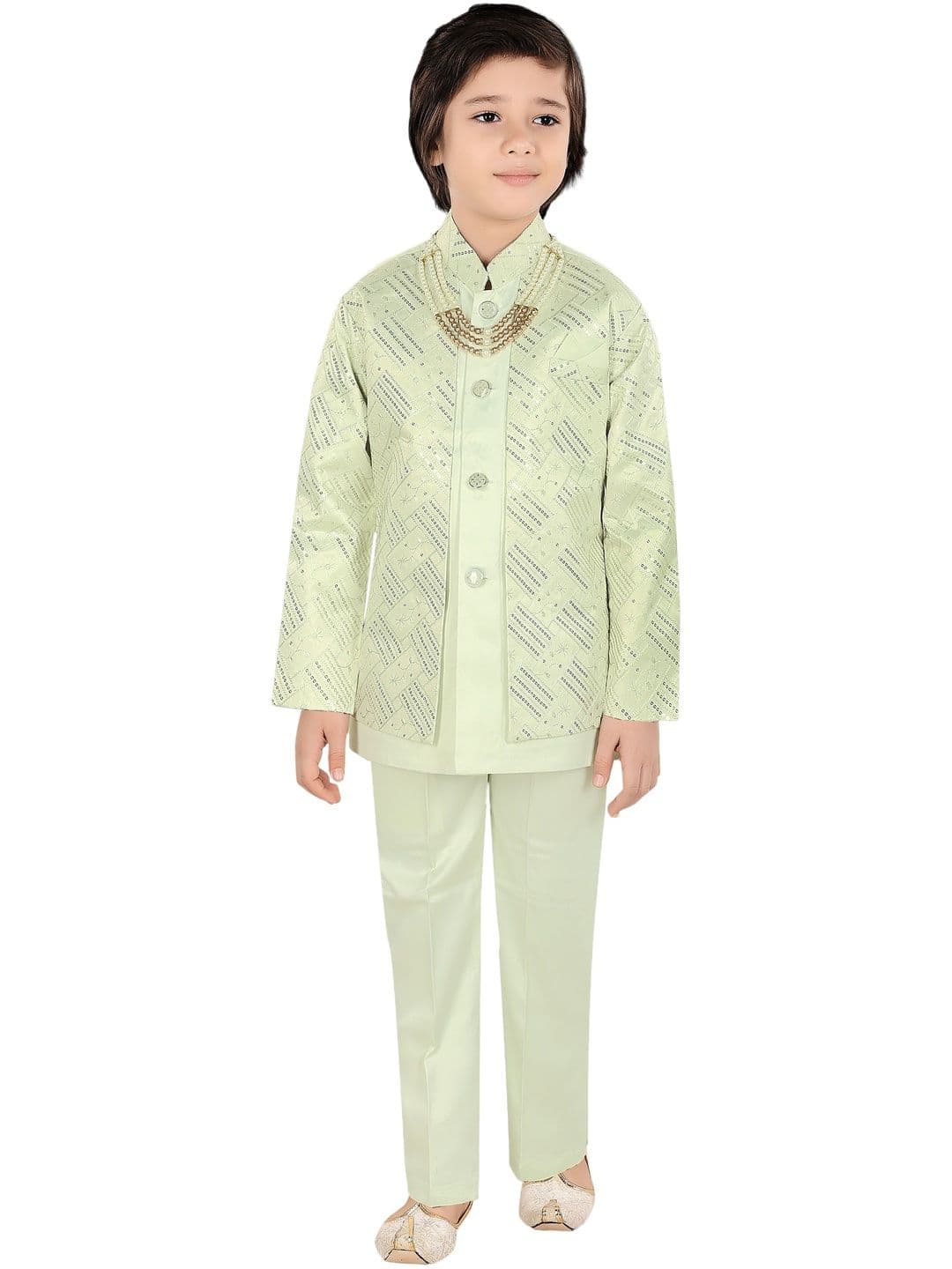 joley poley Boys Embroidered Mandarin Collar Sherwani