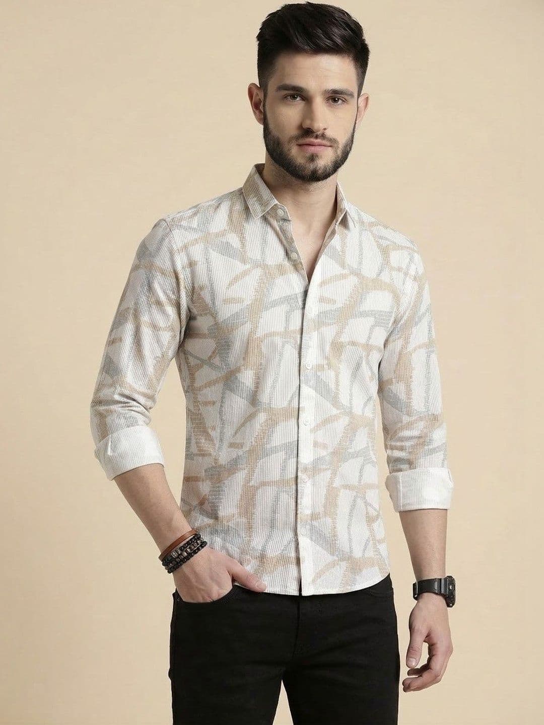 R.Code by The Roadster Life Co. Men Slim Fit Printed Shirts - view 1