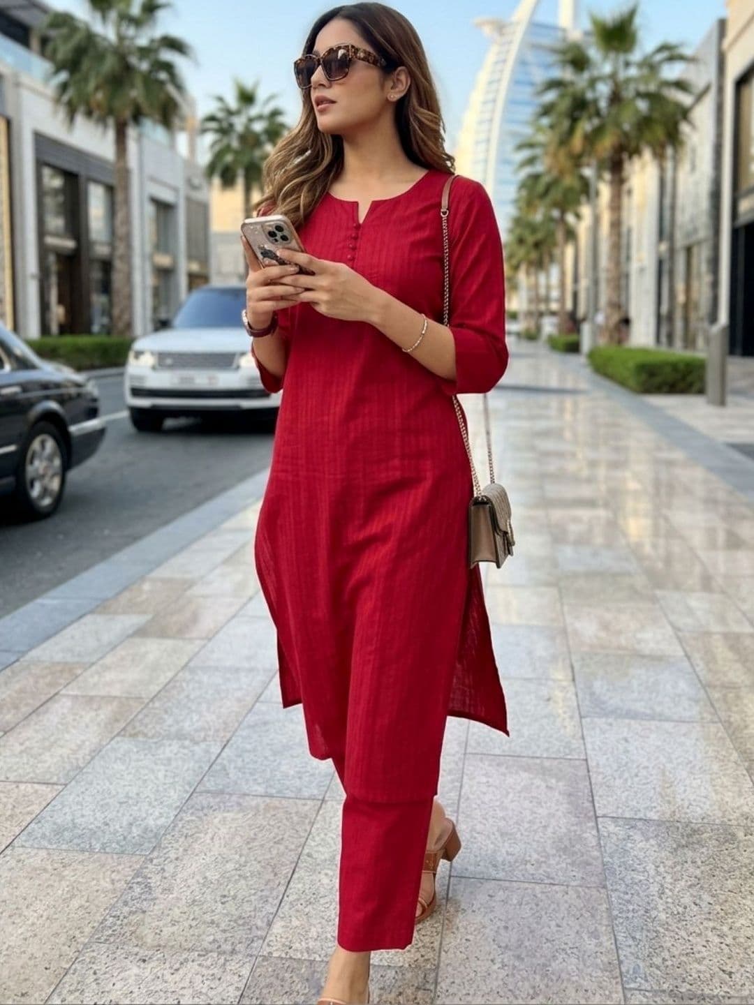 Milvia Women Striped Regular Kurta with Trousers - view 1