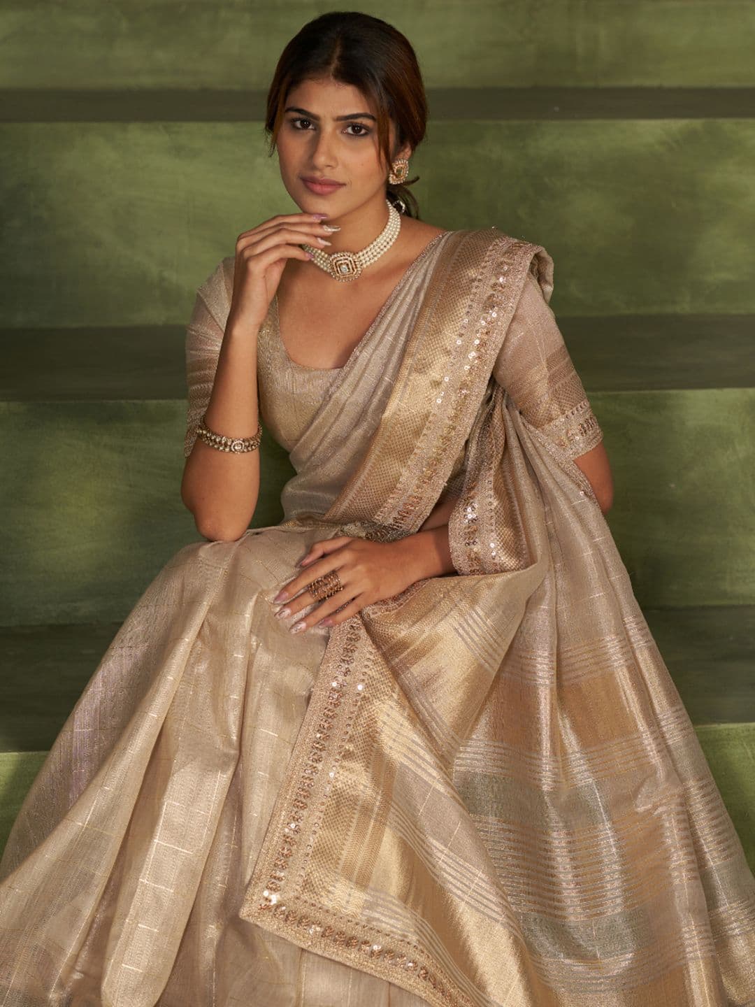 Parmila Fashion Woven Design Sequinned Organza Heavy Work Mysore Silk Saree - view 1