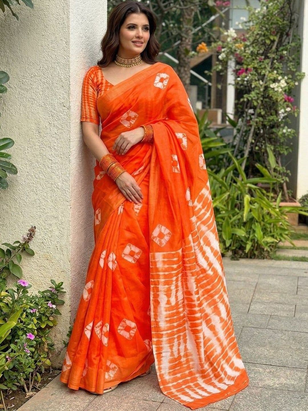 KALINI Tie Dye Printed Cotton Sarees - view 1