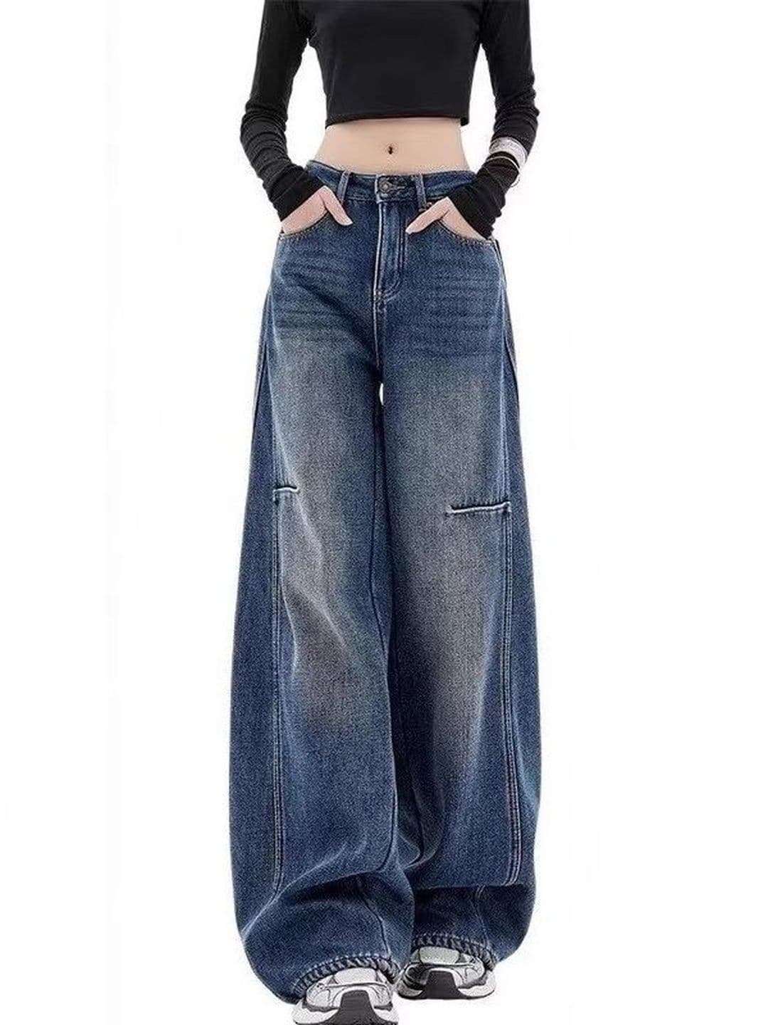 StyleCast x Revolte Women Wide Leg Mid-Rise Light Fade Jeans - view 1