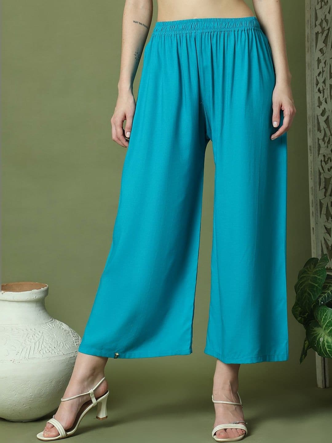 KALINI Women Flared Ethnic Palazzos - view 1