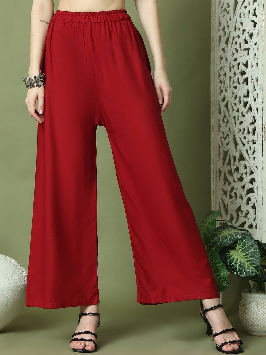 KALINI Women Flared Ethnic Palazzos - view 1