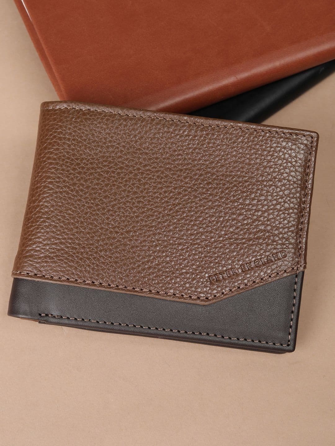 Peter England Men Textured Leather Wallets