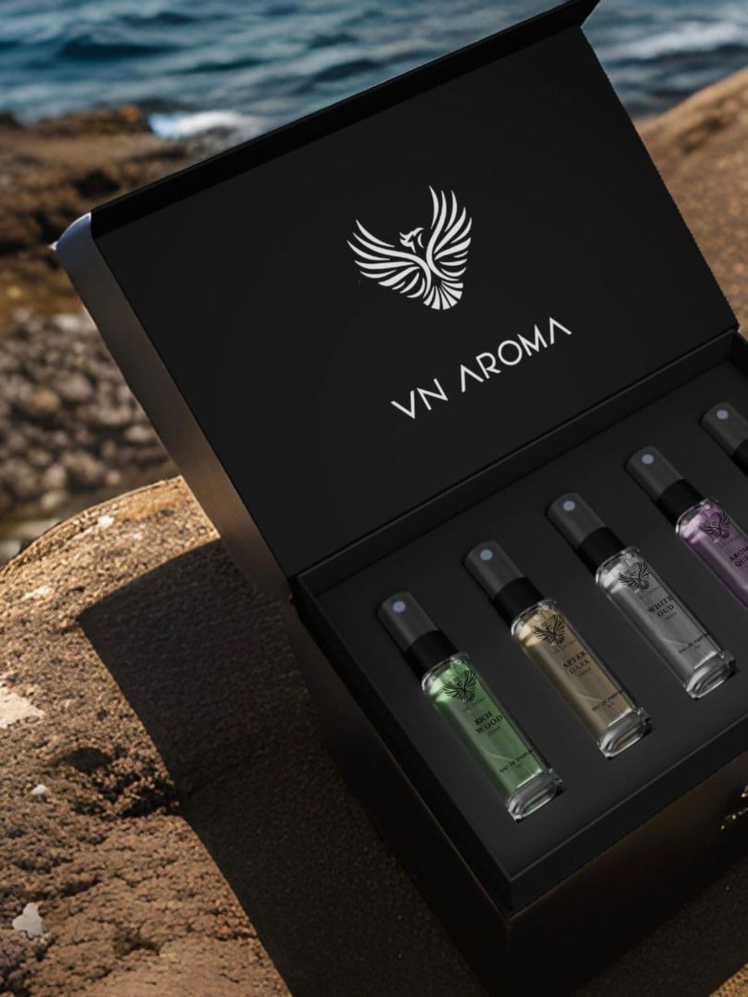 Vn aroma Set Of 5 Richwood, After Dark, White Oud, Aroma Queen & Blue Moon EDP -8 ml Each