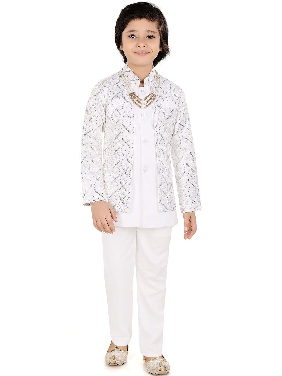 joley poley Boys Sequin Embroidered Mandarin Collar Sherwani - view 1