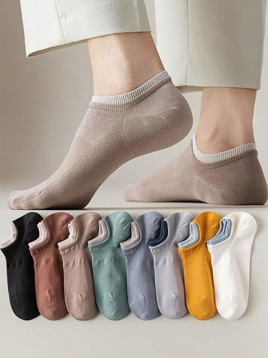 PRASTHAN Men Pack of 8 Cotton Blend Shoe Liners Socks - view 1