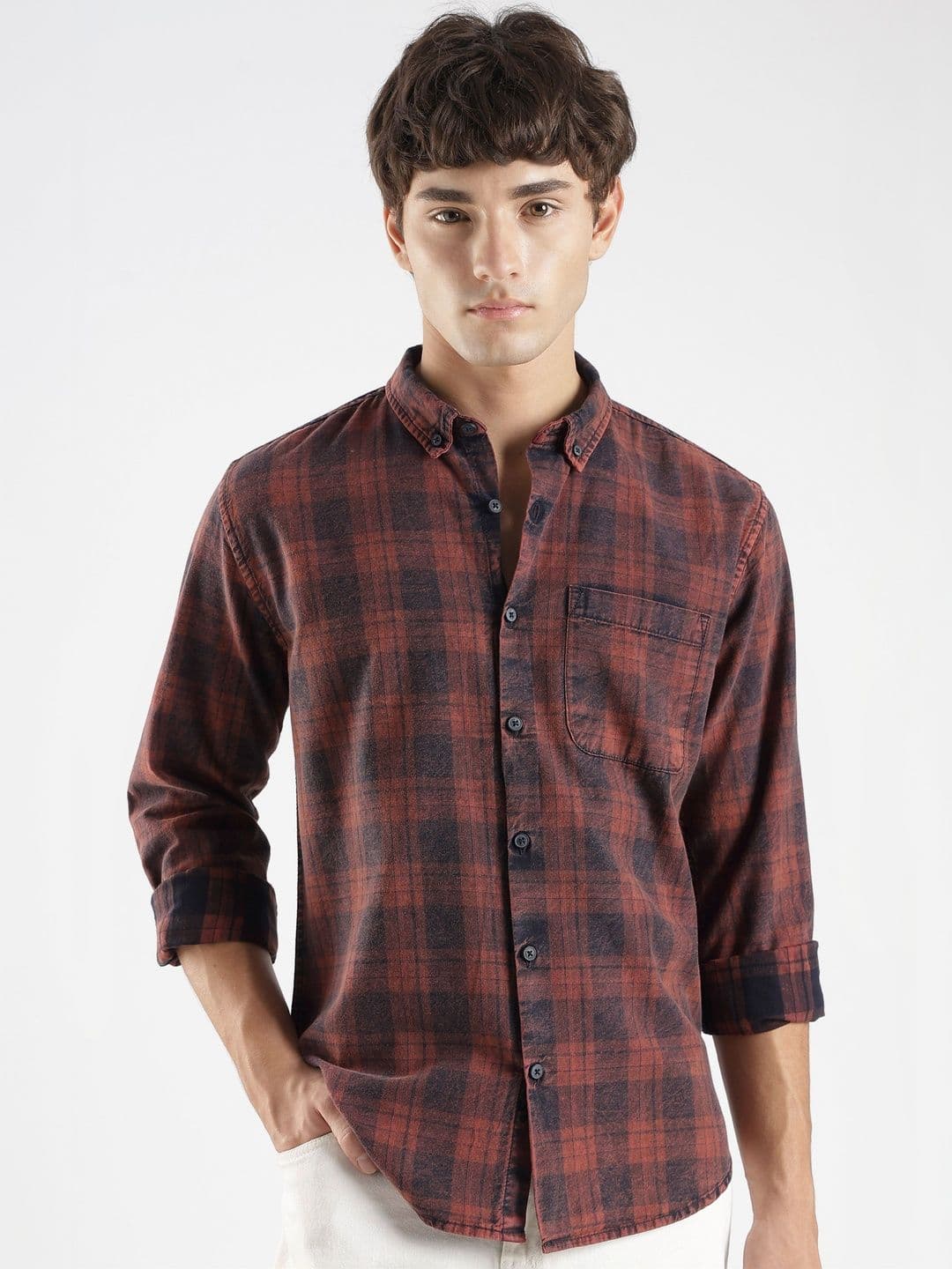 HERE&NOW Men Slim Fit Checked Casual Shirt - view 1