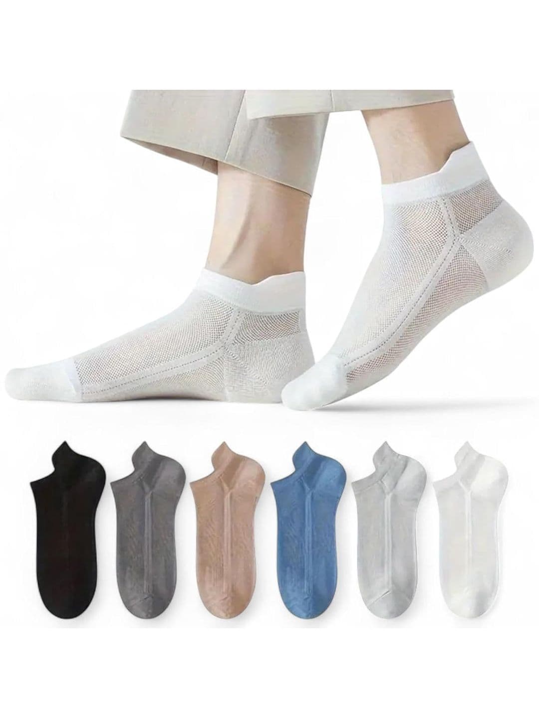 PRASTHAN Men Pack of 6 Cotton Blend Ankle Length Socks - view 1
