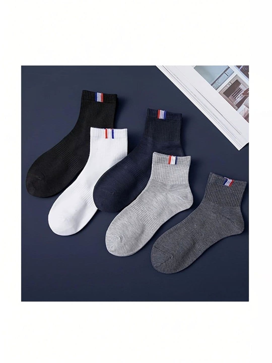 PRASTHAN Men Pack Of 5 Striped Cotton Blend Ankle Length Socks - view 1