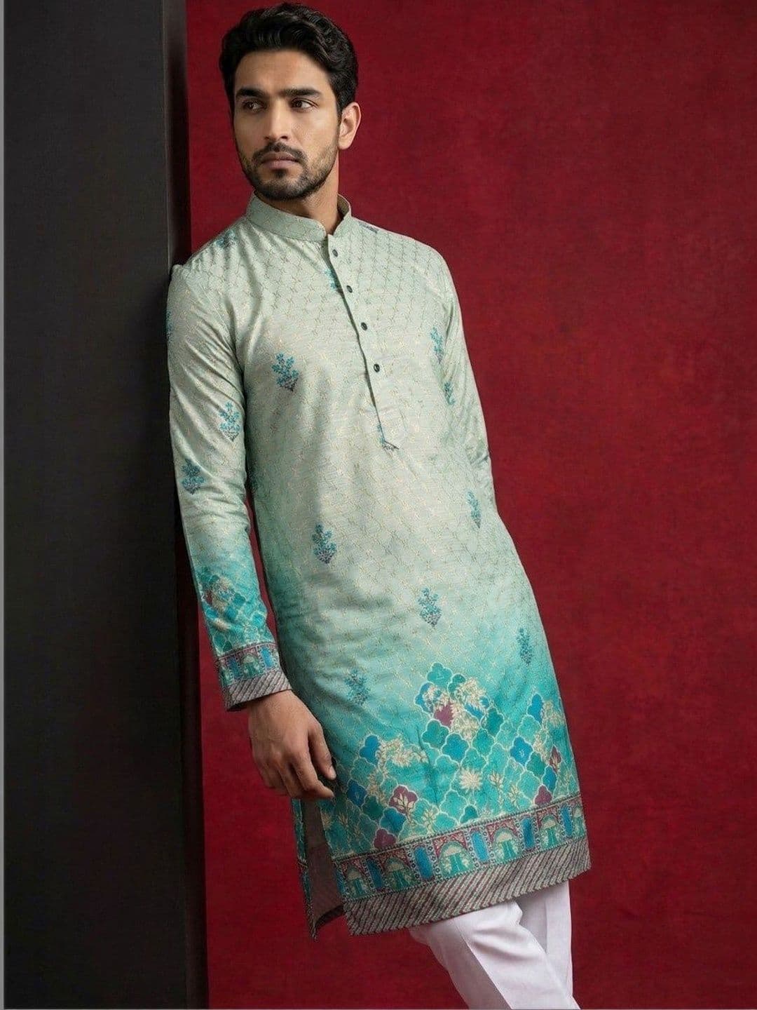 Dincharya Men Ethnic Motifs Printed Sequinned Kurta - view 1