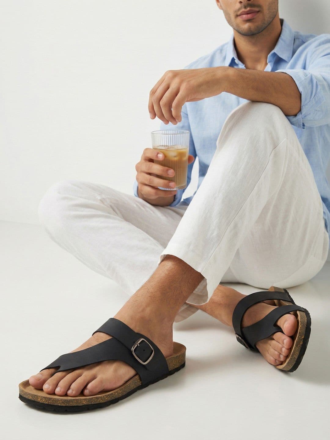 Styli Men Single Strap Buckle Sandals - view 1