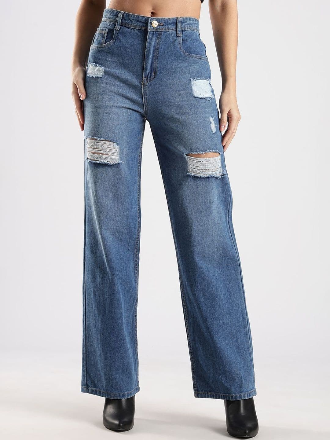 zayla Women Jean Tapered Fit High-Rise Mildly Distressed Jeans - view 1