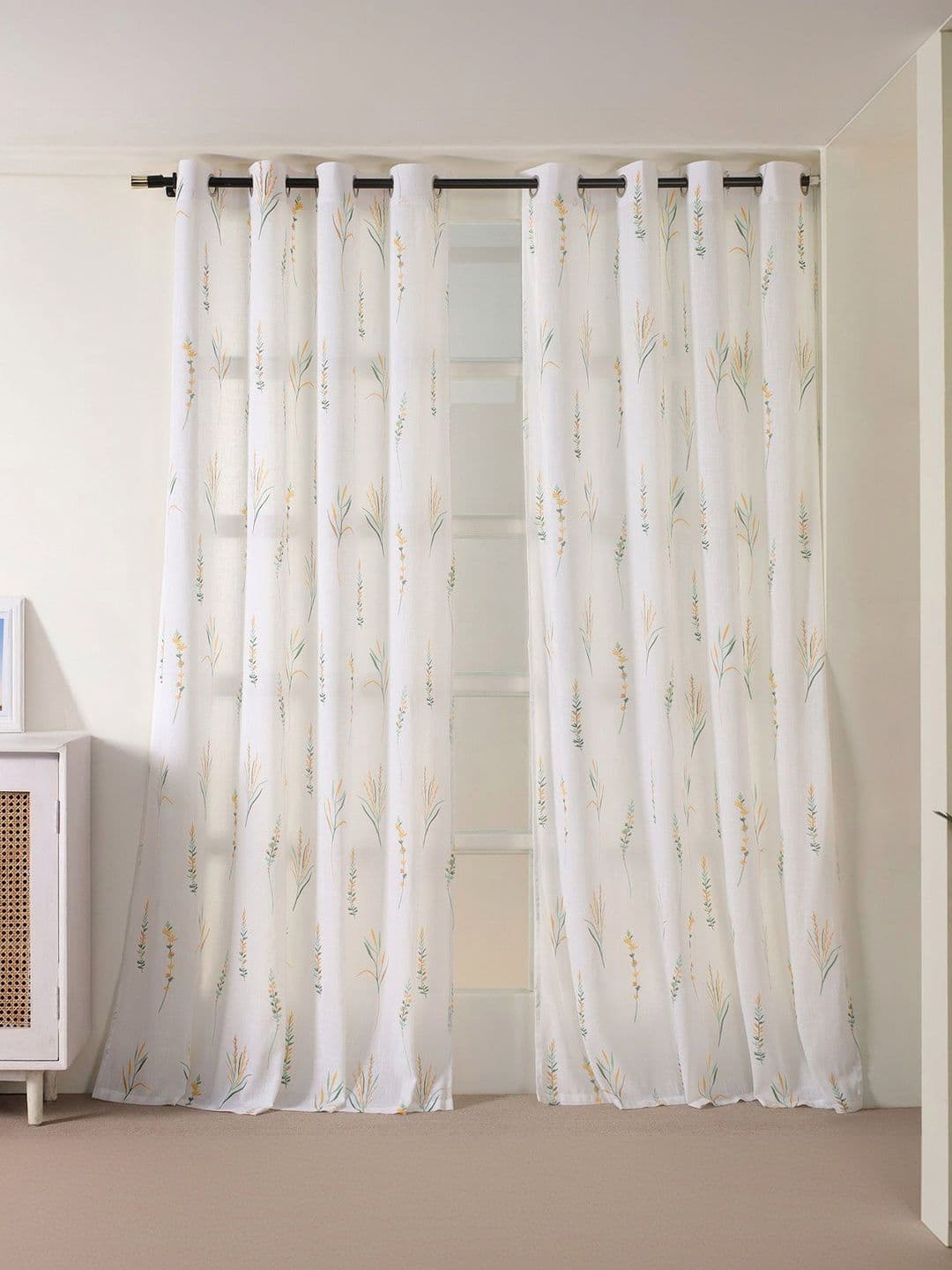 HOMEMONDE Multicoloured Set of 2 Floral Sheer Door Regular - view 1