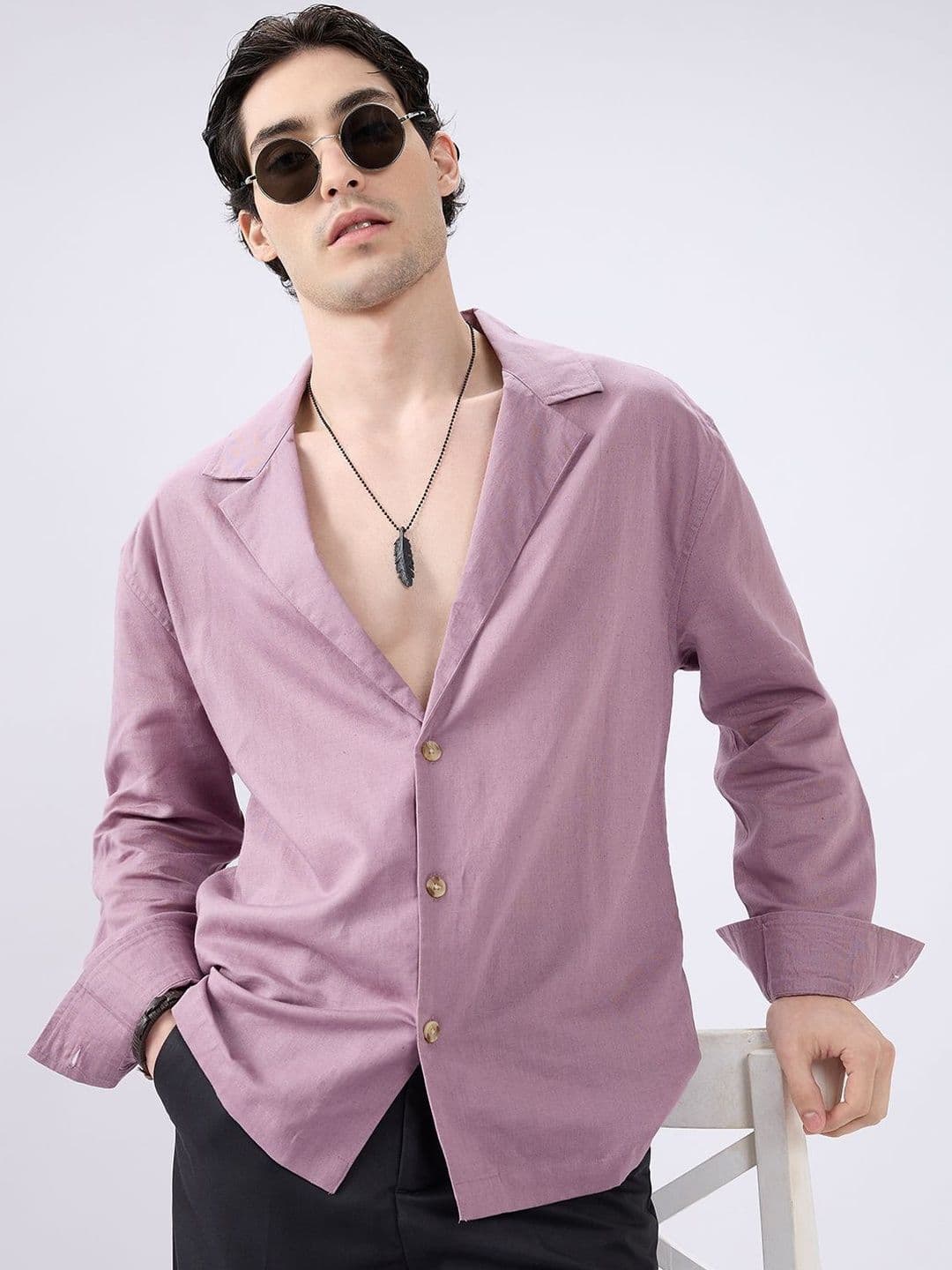 VASTRADO Rosemelt Linen Lapel Collar Oversized Shirt - view 1