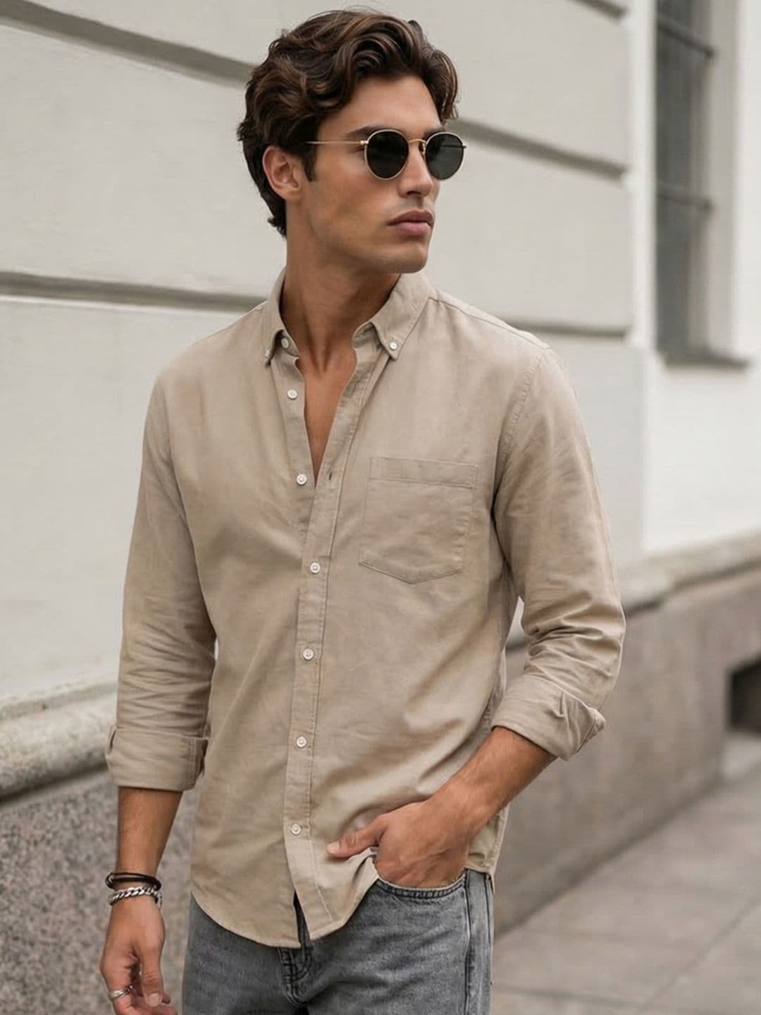 Urbano Fashion Men Button-Down Collar Full Sleeve Regular Fit Solid Oxford Shirt - view 1