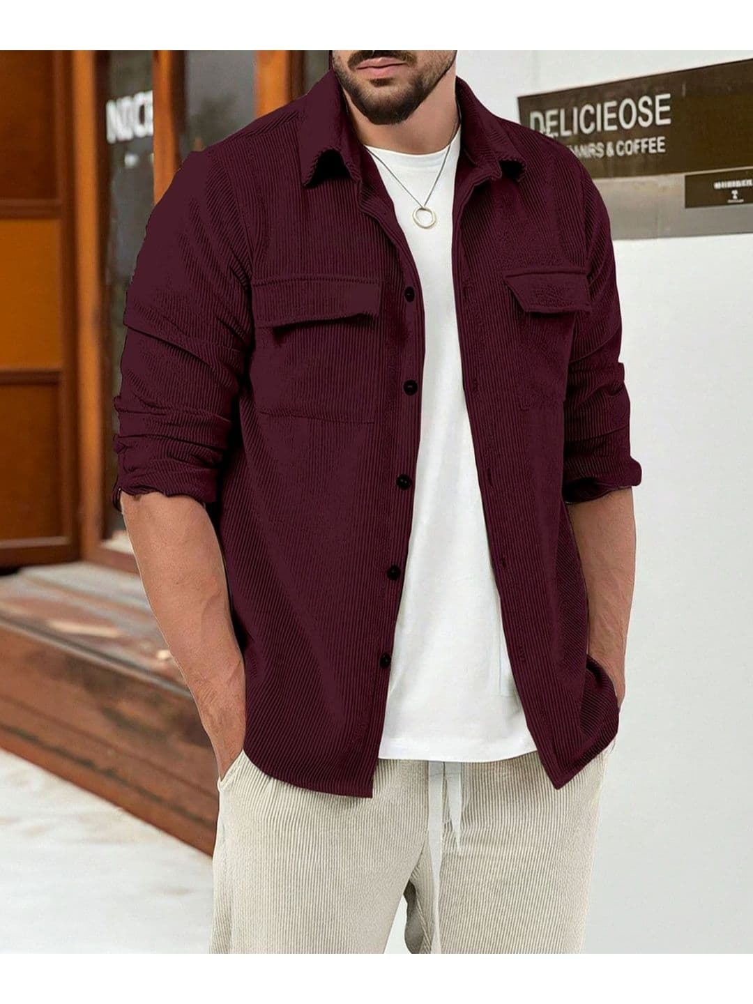 CHROVEL Men Corduroy Jacket