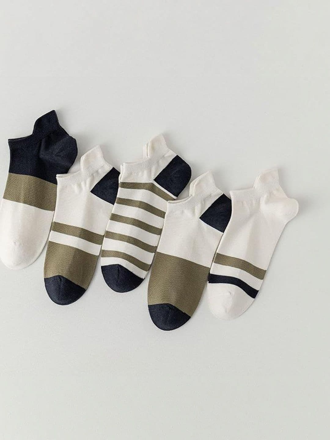 PRASTHAN Men Pack Of 5 Striped Cotton Blend Ankle Length Socks - view 1