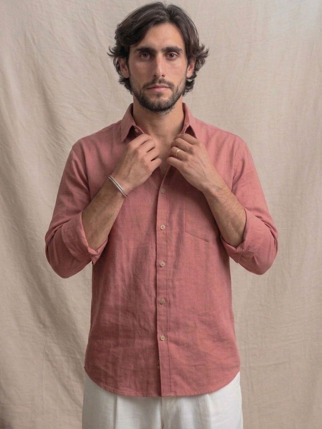 DHAKRE FASHION Men Rust Solid Cotton Shirts - view 1