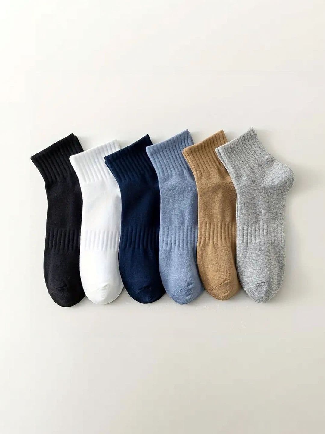 PRASTHAN Men Pack Of 6 Striped Cotton Blend Above Ankle Socks - view 1